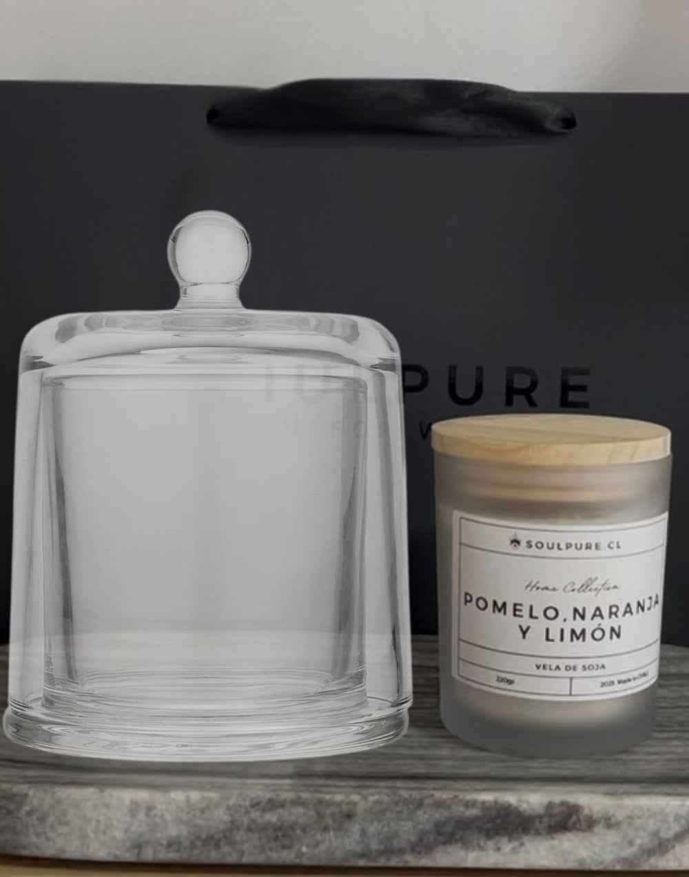 Pack Vela de Soja Natural + Fanal de vidrio
